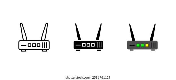 Router icon. Wireless internet device sign. Wi-Fi network, connection, and signal symbol. Modern, digital, and communication illustration.