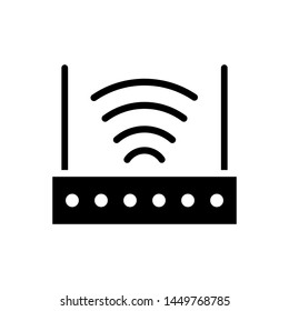 Router icon , wireless vector signal emblem isolated illustration , template logo wifi connection business , outline solid background white
