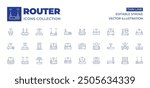 Router icons collection. Thin Line icons, editable stroke. wifi, pendrive, router, modem, wifi router, internet service.