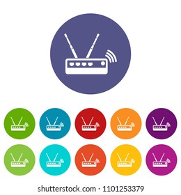 Router icons color set vector for any web design on white background