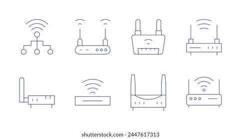 Router icons. Editable stroke. Containing connection, wifi, modem, router, wifirouter.