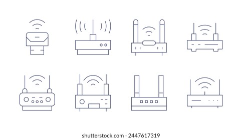 Router icons. Editable stroke. Containing pendrive, modem, wifi, router, wifirouter.