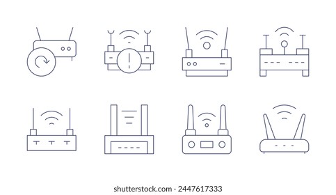 Iconos del router. Trazo editable. Conteniendo wifi, sin internet, comunicaciones, router, wifirouter.