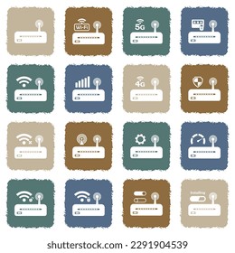 Router Icons. Grunge Color Flat Design. Vector Illustration.