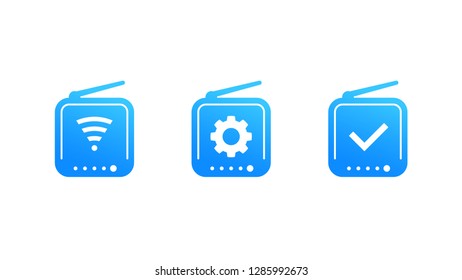 Router icons on white, vector