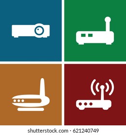 Router icons set. set of 4 router filled icons such as 