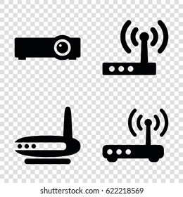 Router icons set. set of 4 router filled icons  