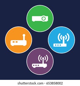 Router icons set. set of 4 router filled icons such as