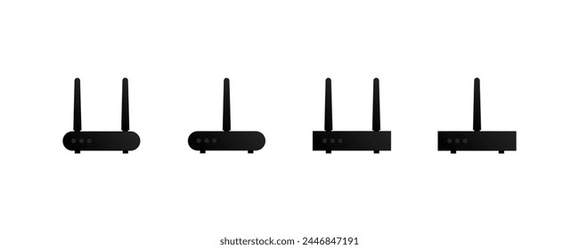 Router icons set. Modem switch icons set. Vector icons