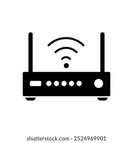 Muestra de la ilustración del router, ilustración de moda negra plana simple del estilo para el Web y el App..eps