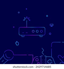 Router, internet gradient line vector icon, simple illustration on a dark blue background, gadgets related bottom border.