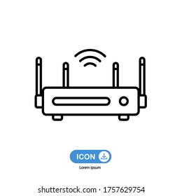 Router-Internetsymbol, Vektorgrafik einzeln auf weißem Hintergrund.