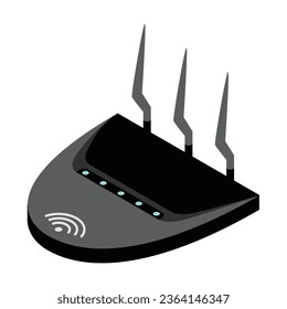 Router isometric icon. Vector wifi router, internet modem for web design isolated on white background