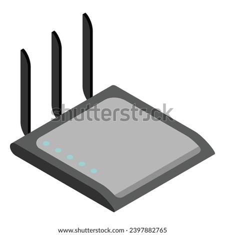Router isometric icon. Vector wifi router, internet modem for web design isolated on white background