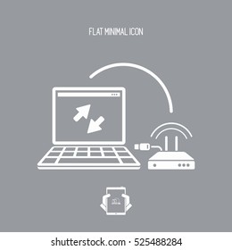 Router and laptop connection - Flat minimal icon