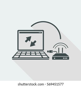 Router and laptop connection - Flat minimal icon