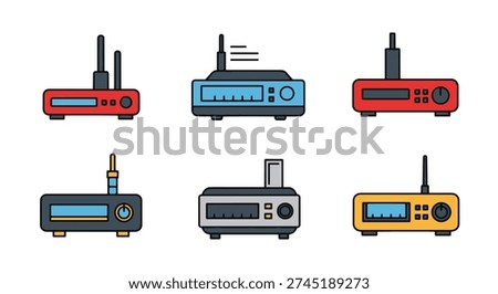 Router Line art abstract digital color