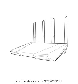 Router line art vector. Line art vector isolated on white background for coloring book. 
