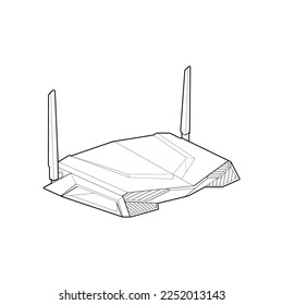 Router line art vector. Line art vector isolated on white background for coloring book. 
