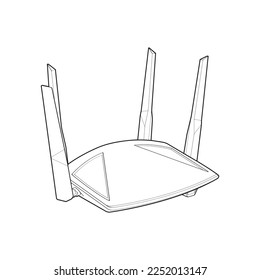 Router line art vector. Line art vector isolated on white background for coloring book. 
