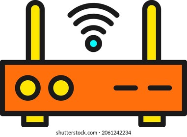 Diseño de iconos vectores de línea de enrutador rellenados
