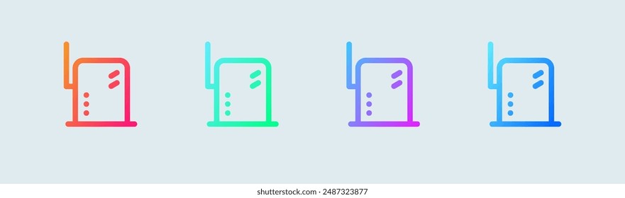 Router line icon in gradient colors. Network connection signs vector illustration.