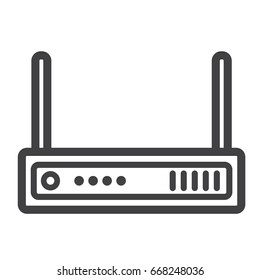 Router line icon, internet and wireless wifi, vector graphics, a linear pattern on a white background, eps 10.
