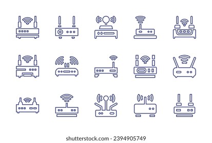 Router line icon set. Editable stroke. Vector illustration. Containing router, wifi router, wifi, modem.