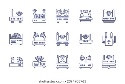 Router line icon set. Editable stroke. Vector illustration. Containing router, wifi router, wifi, modem.