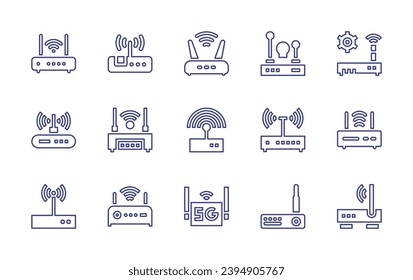 Router line icon set. Editable stroke. Vector illustration. Containing router, wifi router, wifi.