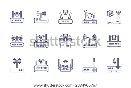 Router line icon set. Editable stroke. Vector illustration. Containing router, wifi router, wifi.