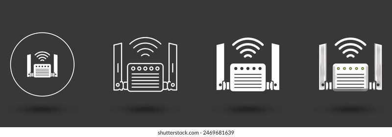 Router linear, filled, realistic various icon. Router related signal icon isolated, wifi router icon. Vector illustration concept.