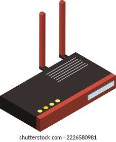 router and modem illustration in 3D isometric style isolated on background