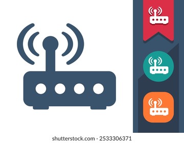 Router, Módem, Inalámbrico, WiFi, Icono de Wi-Fi. Profesional, ícono de píxel perfecto. Formato EPS 10.