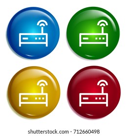 Router multi color gradient glossy badge icon set. Realistic shiny badge icon or logo mockup