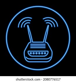 router neon sign, modern glowing banner design, colorful modern design trends. Vector illustration.