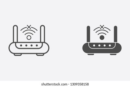 Router outline and filled vector icon sign symbol