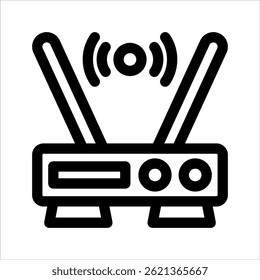 Icono de contorno del enrutador. Ilustración vectorial simple sobre fondo blanco