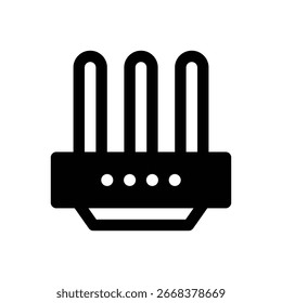 Enrutador. Icono de Vector de trazo delineado con detalles rellenos de negro.