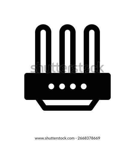 Router. Outlined stroke vector icon with black-filled details.