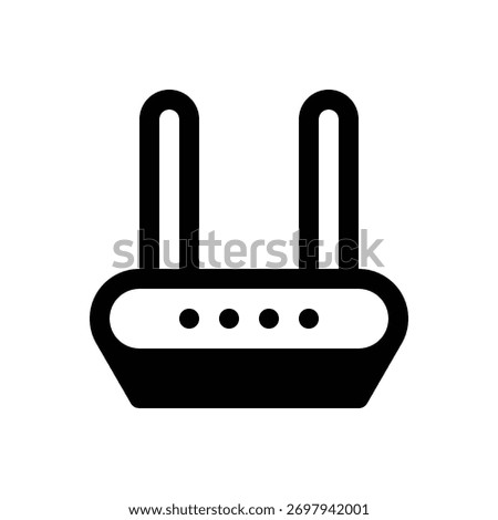Router. Outlined stroke vector icon with black-filled details.