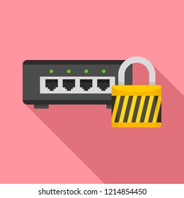 Router protected icon. Flat illustration of router protected vector icon for web design