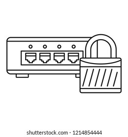 Router protected icon. Outline illustration of router protected vector icon for web design isolated on white background