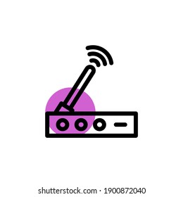 Router violettes Schattenzeilensymbol. Internet der Dinge, Vektorgrafik auf weißem Hintergrund