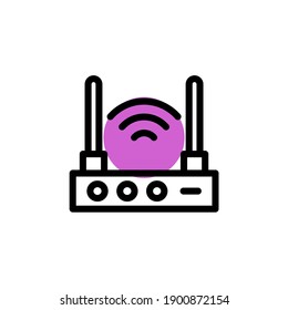 Icono de la línea de sombra púrpura del router. Internet de cosas ilustración vectorial sobre fondo blanco
