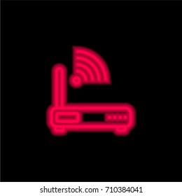 Router red glowing neon ui ux icon. Glowing sign logo vector