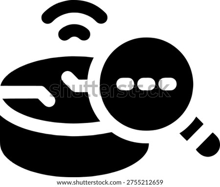Router security check illustrates network problem detection using a magnifier for identifying potential vulnerabilities
