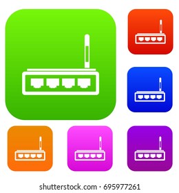 Router set icon in different colors isolated vector illustration. Premium collection