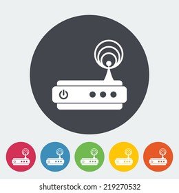 Router. Single flat icon on the circle. Vector illustration.