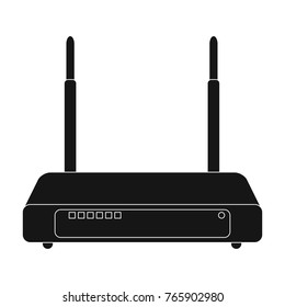 Router, single icon in black style.Router vector symbol stock illustration web.